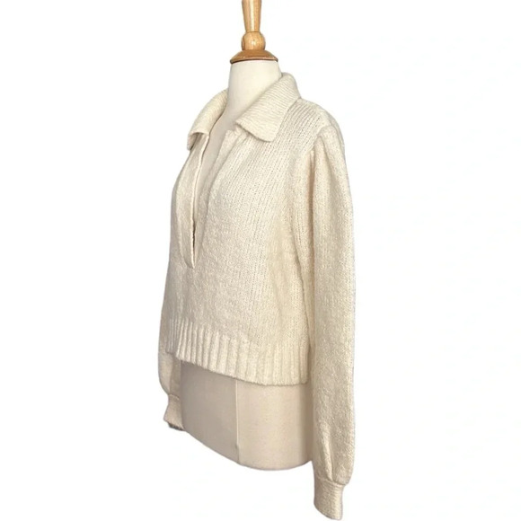 dh NEW YORK Merino Wool Baby Alpaca Cropped Knit Sweater Neutral Casual, Medium - Picture 7 of 16